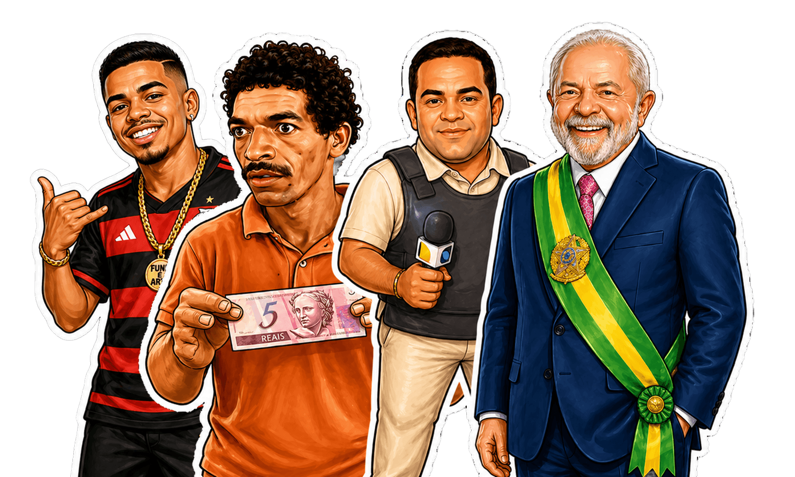 Colagem de memes brasileiros apontando para a busca de áudio meme