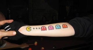 Pac-Man Tattoo Tatuagem de Street Fighter com Ryu e Balrog (Vega)