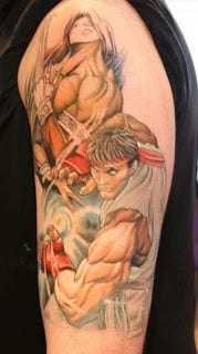 street-fighter-tatuagem Tatuagem de Street Fighter com Ryu e Balrog (Vega)