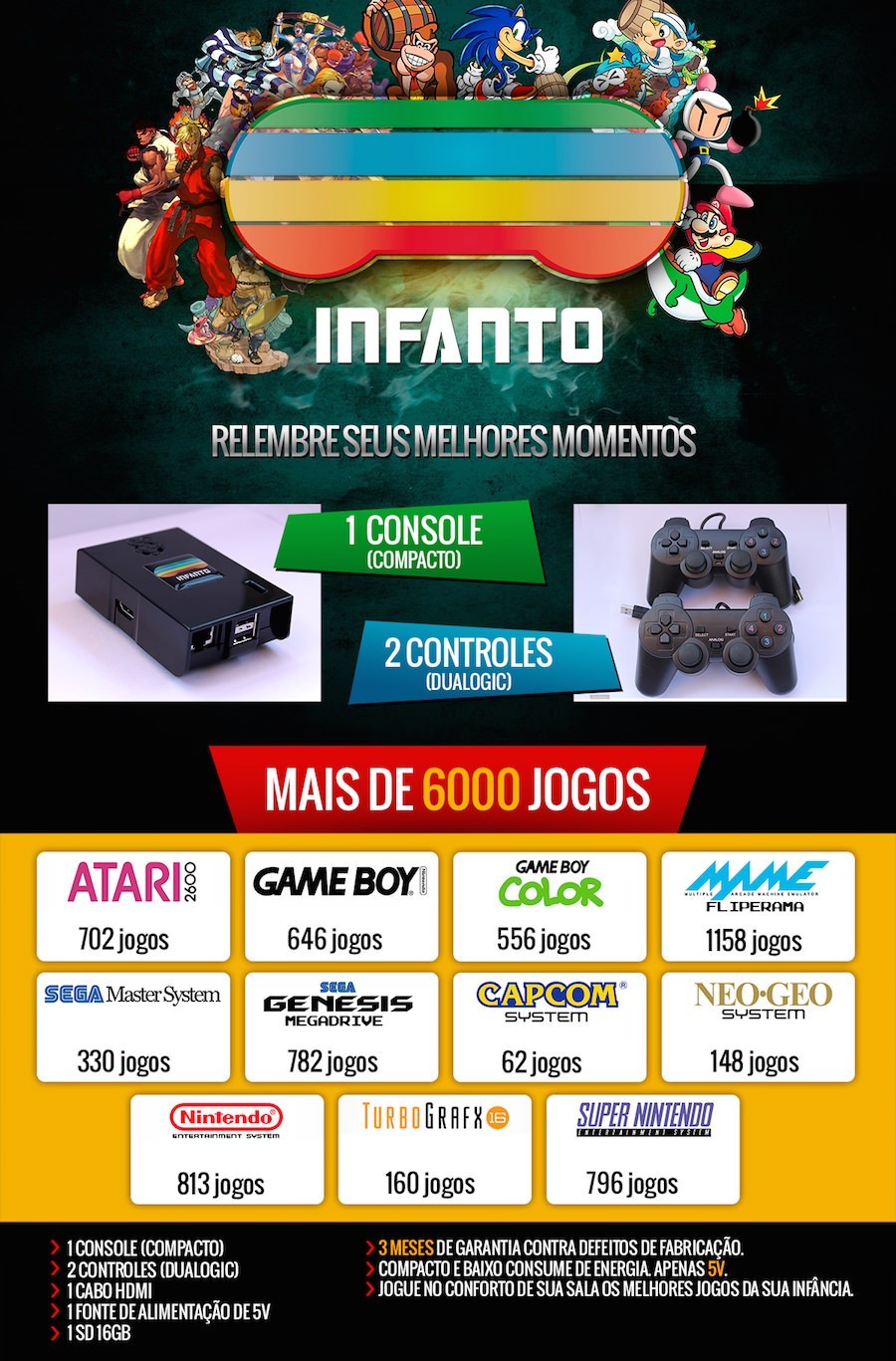 Infanto - Vídeo Game Multiplataforma de 6000 jogos Infanto - Vídeo Game Multiplataforma de 6000 jogos