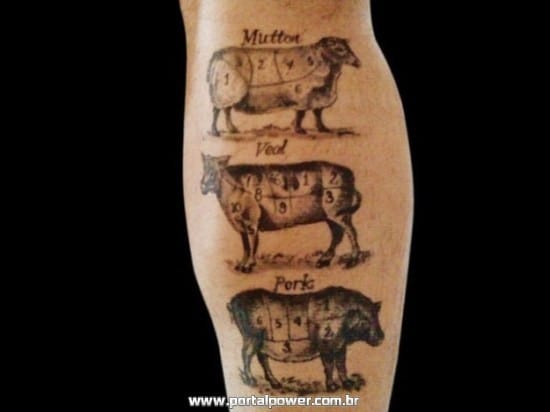 Tatuagem cortes de carnes Tatuagem alimentos