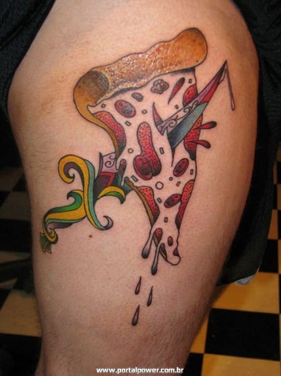 Tatuagem de pedaço de pizza Tatuagem alimentos