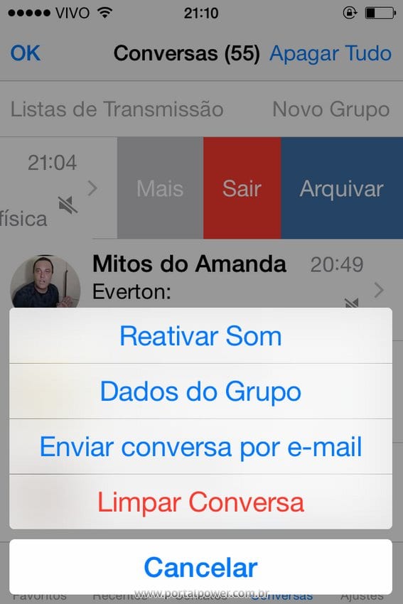 Como limpar todas as mensagens do Grupo no WhatsApp 4 Limpar conversas grupo whatsapp (2)