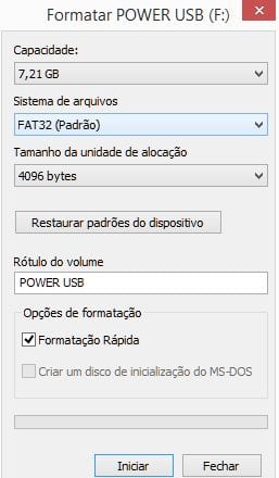 Copiando arquivos com mais de 4 GB para um Pen Drive 4 fromatar pen drive