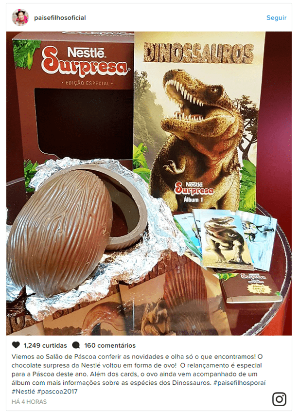 Ovo de Páscoa Surpresa Nestlé, ele voltou - Preço e peso 4 Ovo pascoa surpresa dinossauro
