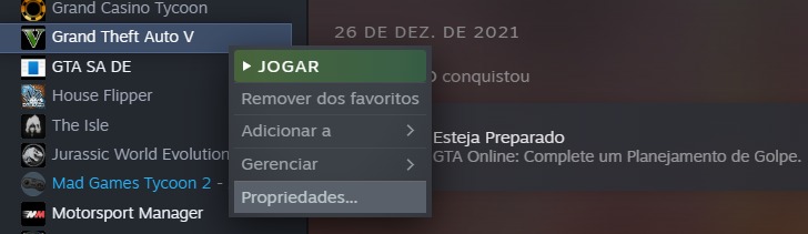 Mudar idioma do GTA na Steam Mudar idioma do GTA na Steam