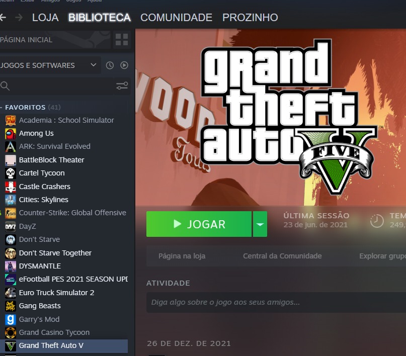 Mudar idioma do GTA na Steam Mudar idioma do GTA na Steam