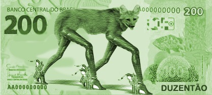 nova nota de 200 lobo guara