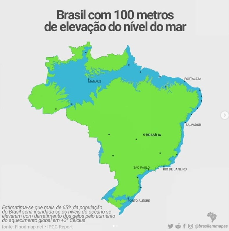 Brasil se o nivel do mar subir em metros Brasil se o nivel do mar subir em metros