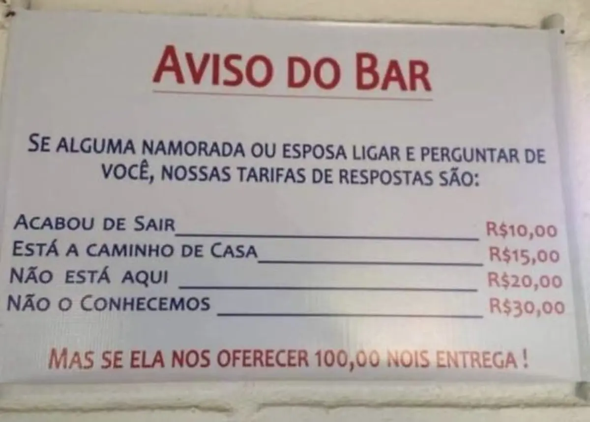 Aviso do Bar Placas engracadas