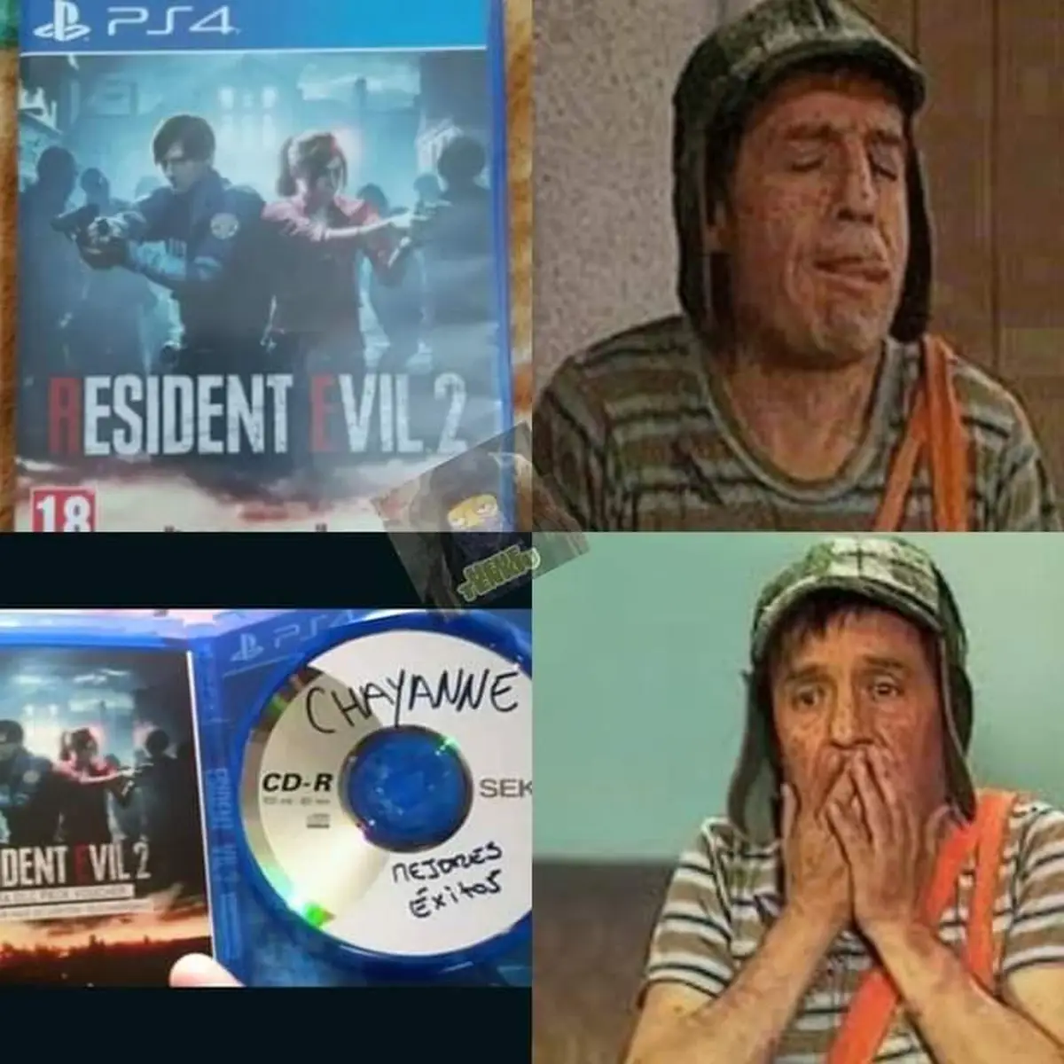 Chaves jogando Resident Evil no PS