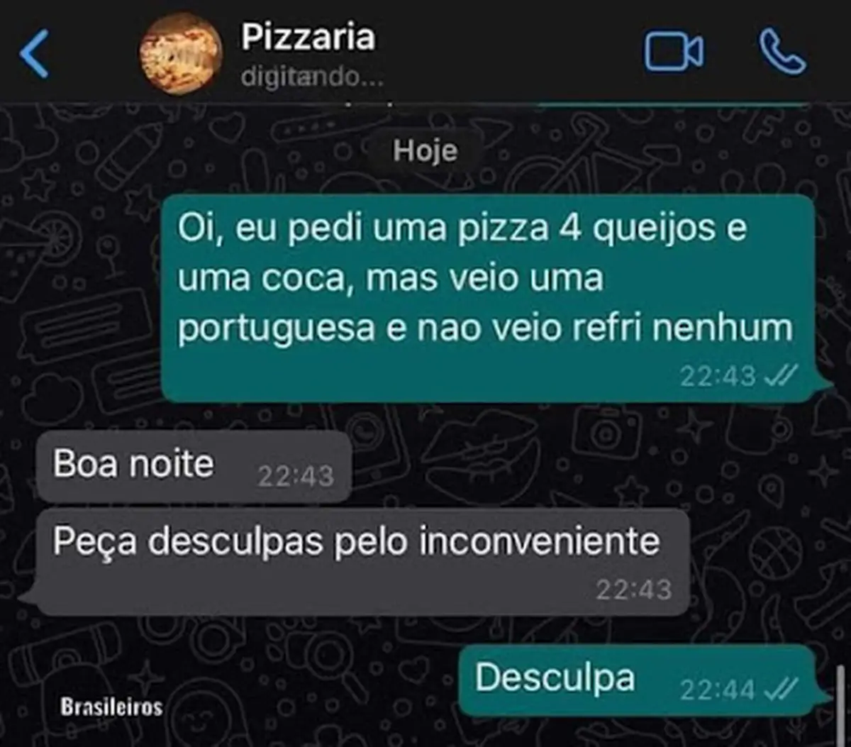 Peca desculpas pelo incoveniente