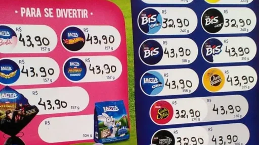 Tabela Lacta Ovos de pascoa