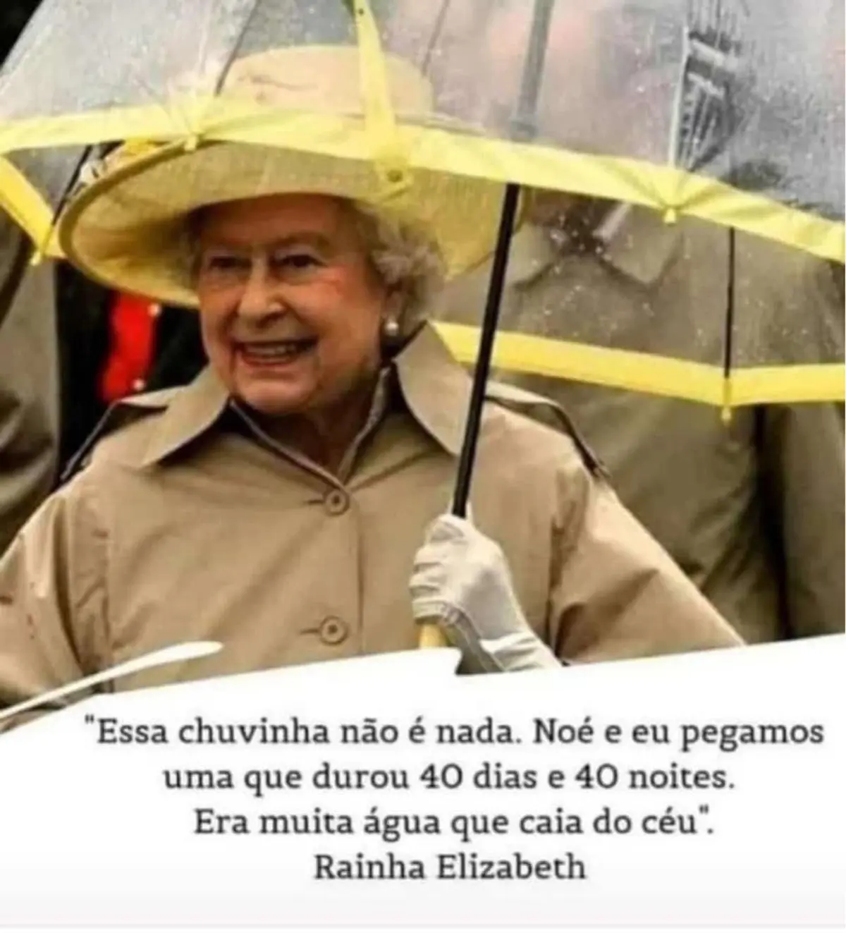 Rainha Elizabeth essa chuvinha nao e nada Rainha Elizabeth essa chuvinha nao e nada