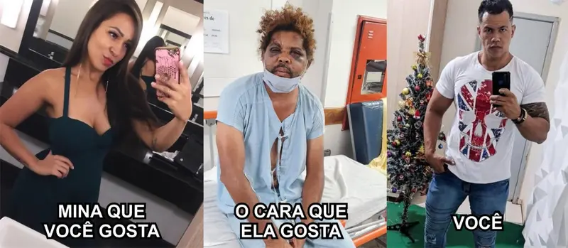 A mina que voce gosta o cara que ela gosta e voce mendigo meme