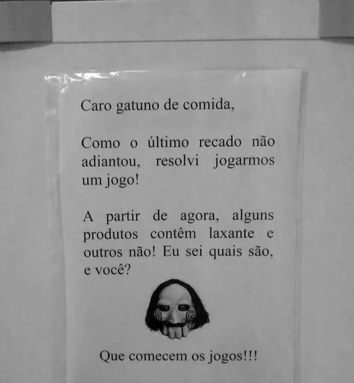 Aviso para o ladao de comida do trampo