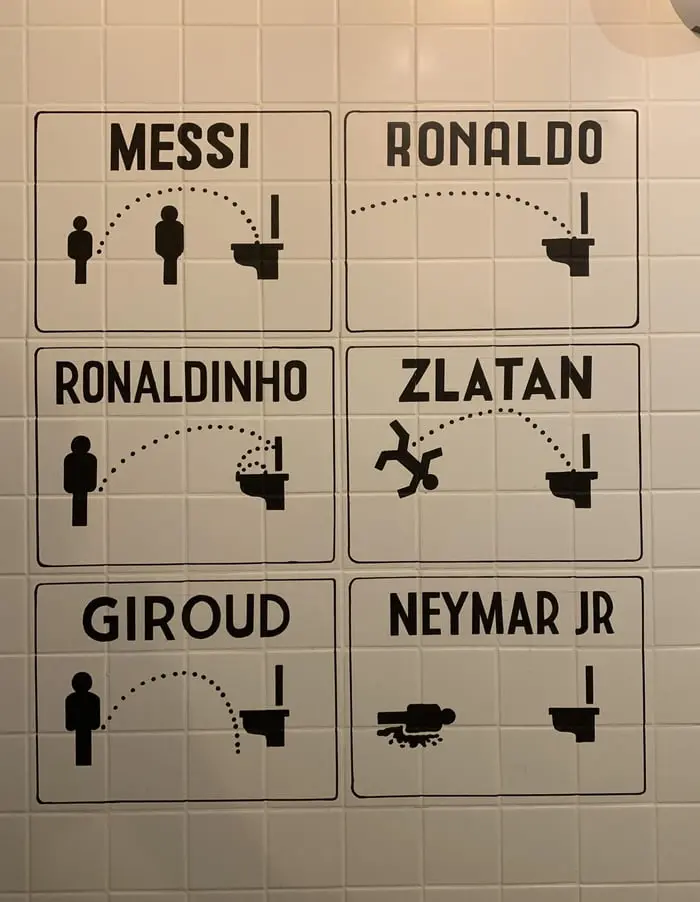 Jogadores de futebol dando uma mijada