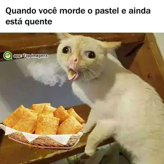Quando voce morde o pastel e ainda esta quente