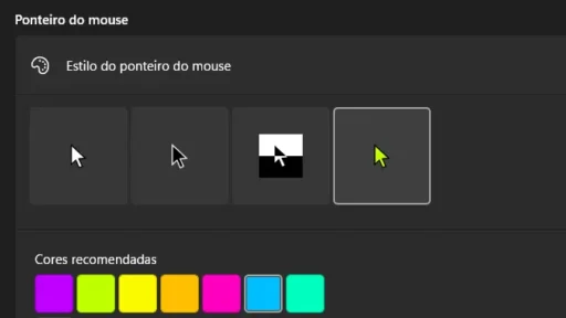 Cor do ponteiro do mouse