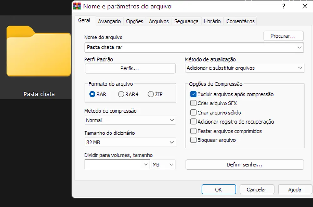 Excluir apos compactacao Excluir apos compactacao