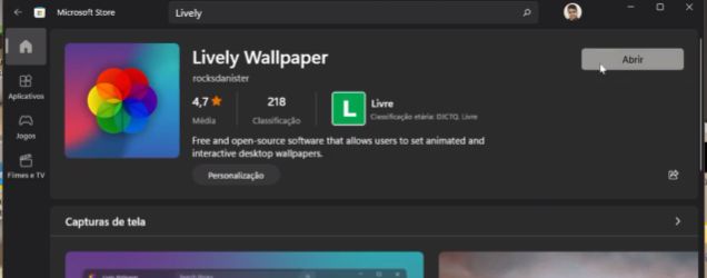 Instalação do Lively Wallpaper Windows