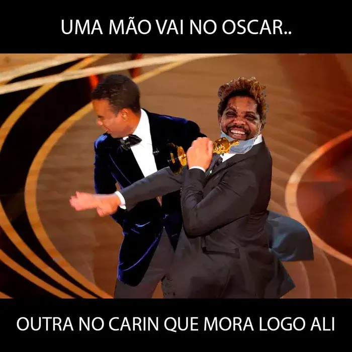 Mendigo no Oscar Uma mao na estatua e outra no Chris Rock Mendigo no Oscar Uma mao na estatua e outra no Chris Rock