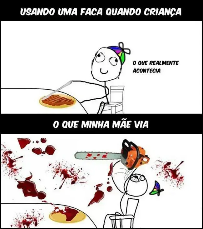 Usando a faca quando era crianca Usando a faca quando era crianca