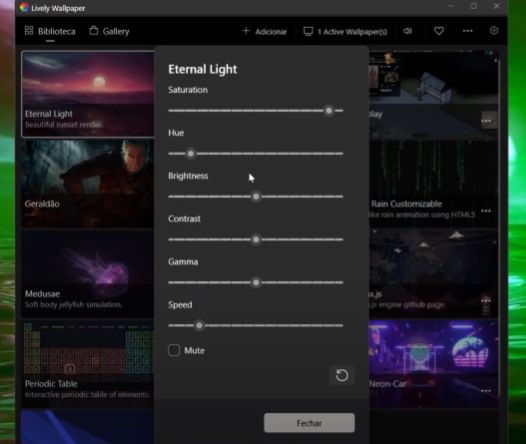 Customização Lively Wallpaper