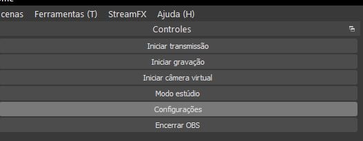 Configurações OBS Configurações do OBS Studio para mudar tema