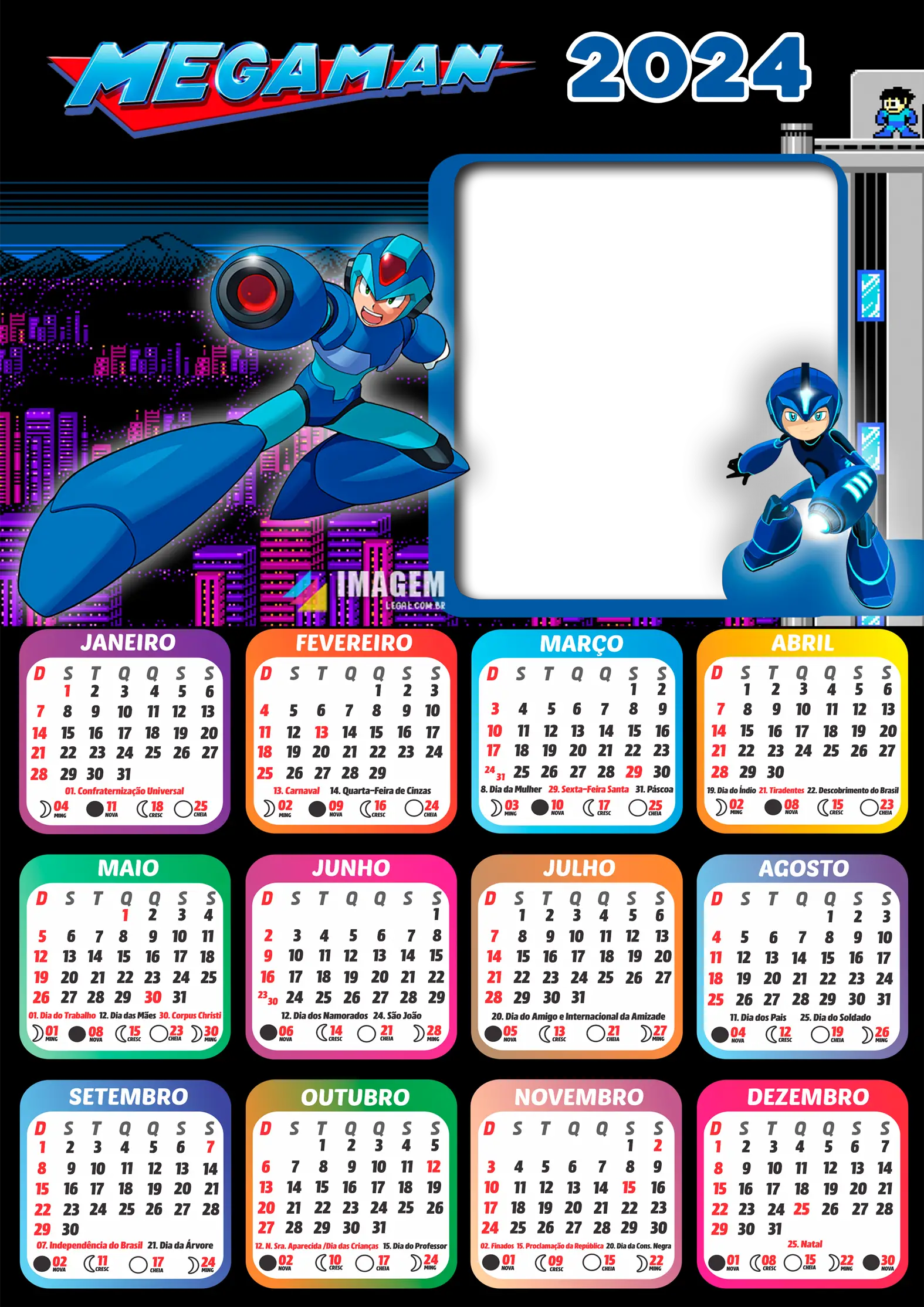 Calendario 2024 Moldura Megaman PNG Calendario 2024 Moldura Megaman PNG