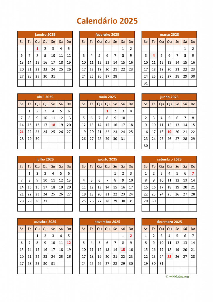Calendário 2025 para Imprimir: Todos os Feriados Nacionais e Estaduais 1 Calendário 2025 05
