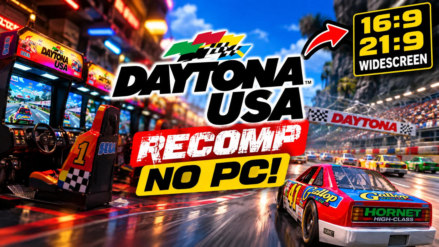 Montagem Daytona USA Arcade e Corrida Widescreen
